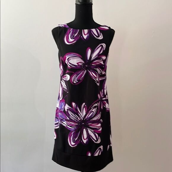Alyx Womens Vibrant Black Purple Sleeveless Dress Sz 4 - Picture 1 of 8